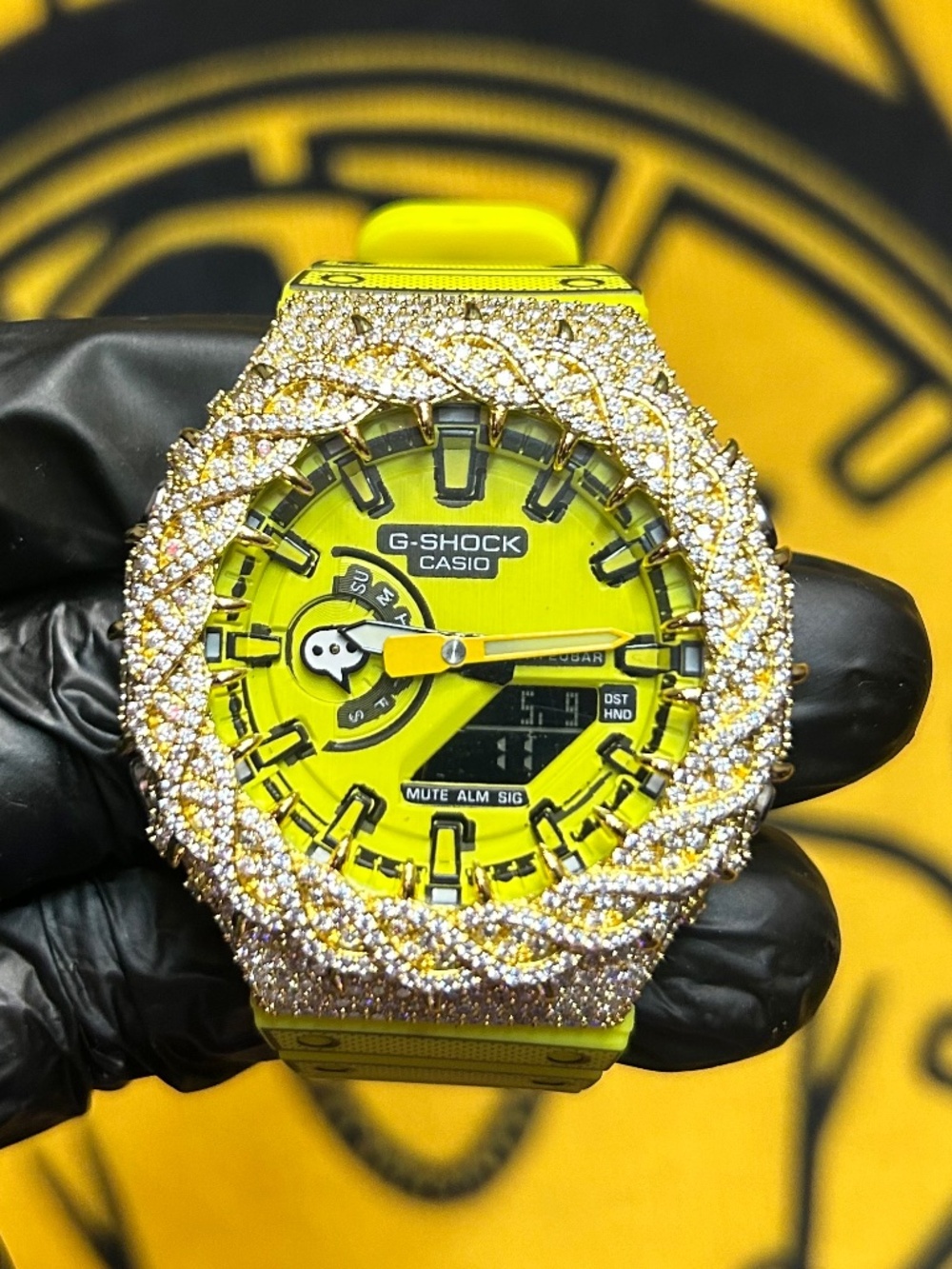 Custom Iced Out G-Shock Casio Lime Green Watch